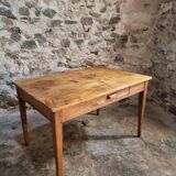 Antique French dining table with drawer, around 1900.