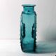 Vintage Teal Blue Glass Vase: Mid-Century Modern Sunburst Design / 1969