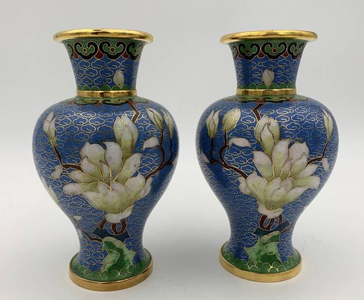 Deux vases vintage émail cloisonné chinois - années 1970-1980