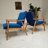 Pair of blue armchairs by Jiri Jiroutek for Interier Praha, 1960