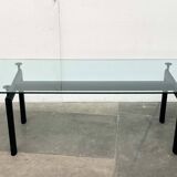 Italian model LC6 dining or office table in metal and glass by Le Corbusier, Pierre Jeanneret, Charlotte Perriand for Cassina.