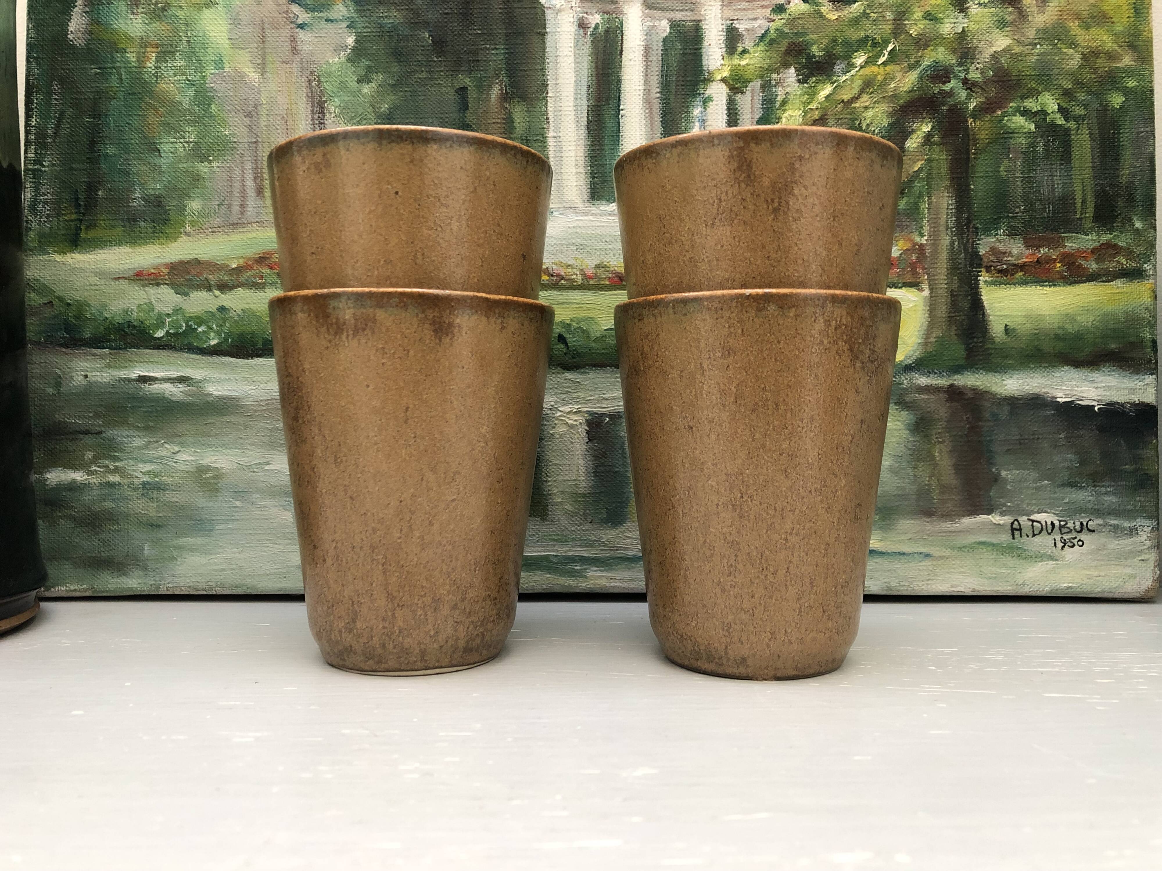 4 Mazagrans in stoneware made in France