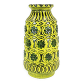 1960s bay keramik vase relief flower decor green yellow black model 76 40