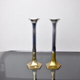 Pair of brutalist candlesticks by david marshall, 1980, spain