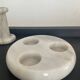 Series of 7 vintage Carrara marble candlesticks