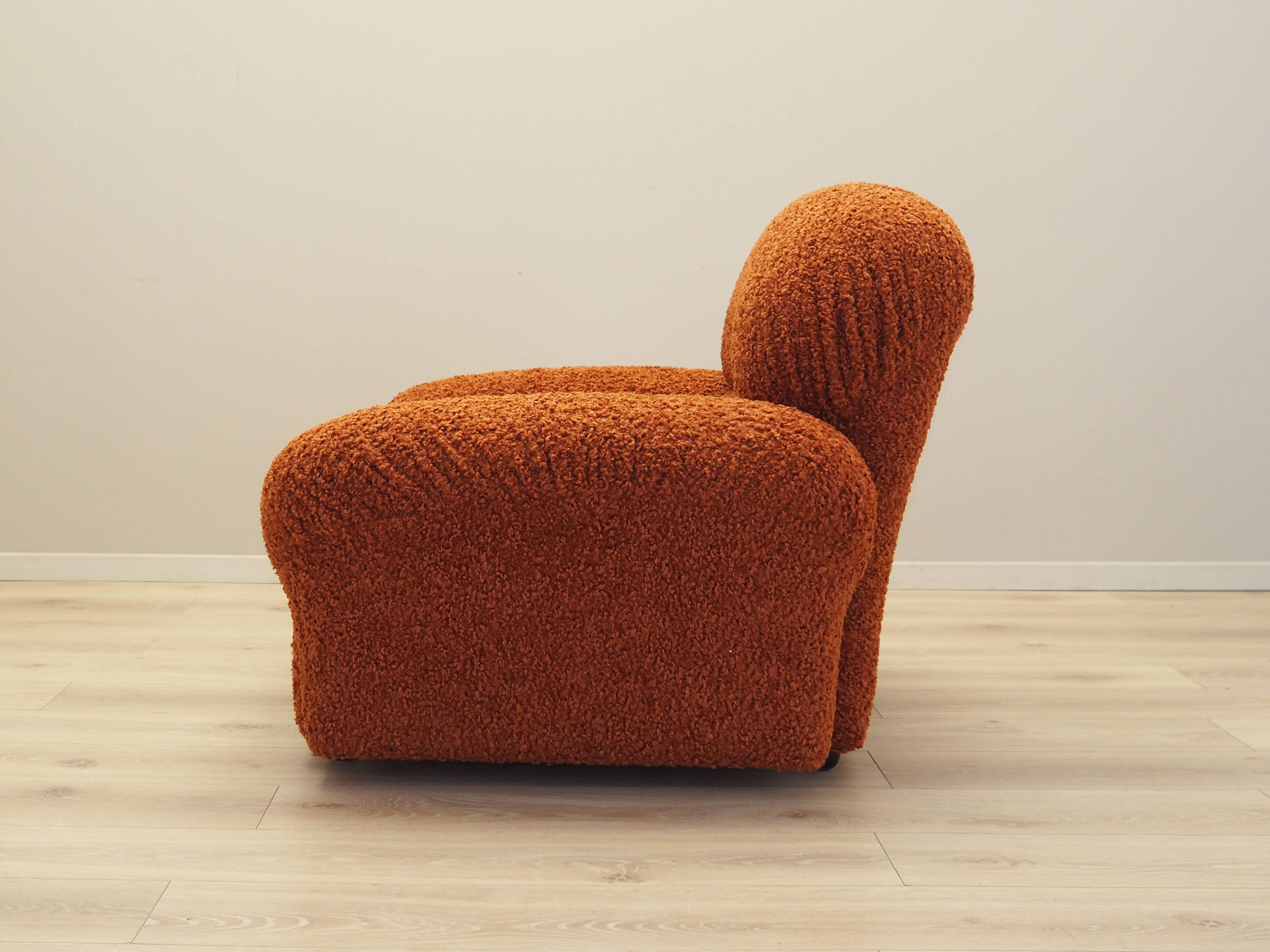 Orange armchair, Italian design, 1970s, production: Italy
