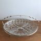Glass aperitif dish 4 compartments with its vintage gold metal support