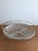 Glass aperitif dish 4 compartments with its vintage gold metal support