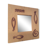 Vintage mirror of the 70s and 80s in concrete signed