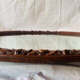 Large Art Deco oval mirror in carved wood - 87 x 53 cm