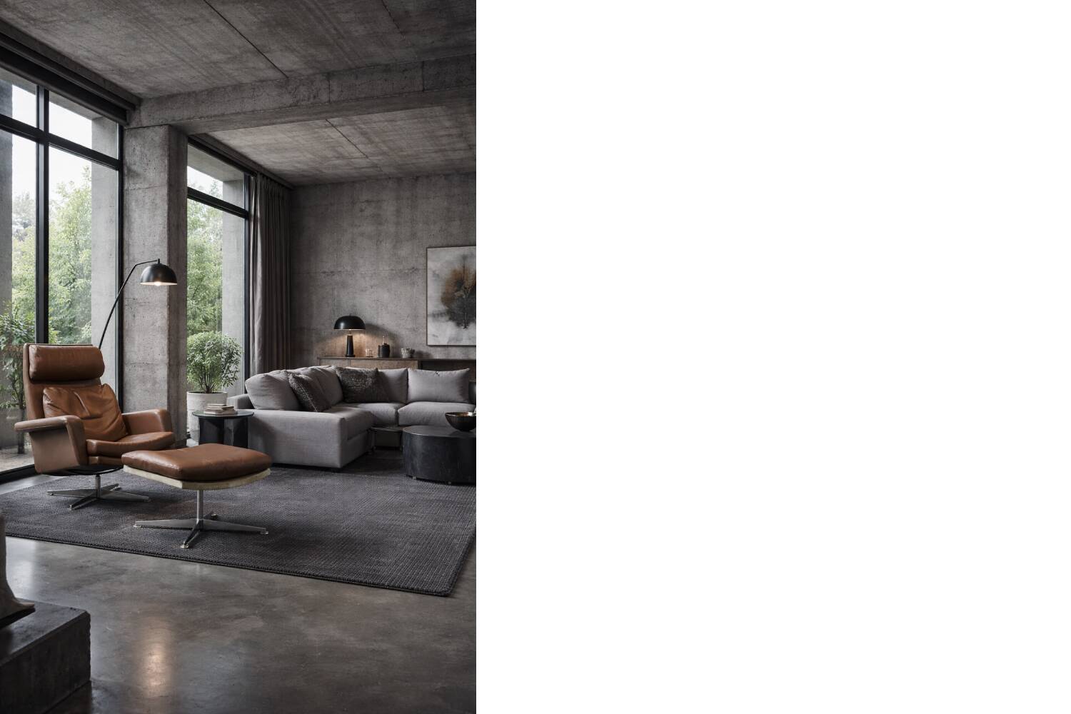 Vintage Mid-Century Danish Modern Brown Leather Swivel Chair and Ottoman