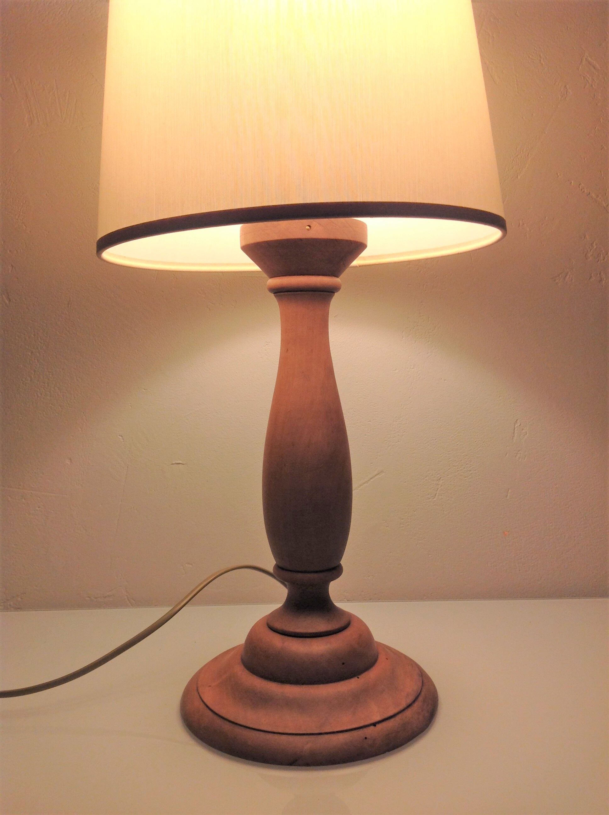 Turned wood lamp vintage 60s-70s