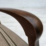 1950s, Danish 2-seater sofa, beige furniture wool fabric, beech wood legs.