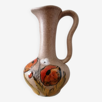 Vintage flowery stoneware pitcher