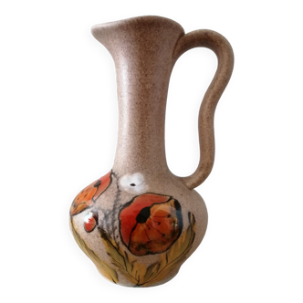 Vintage flowery stoneware pitcher