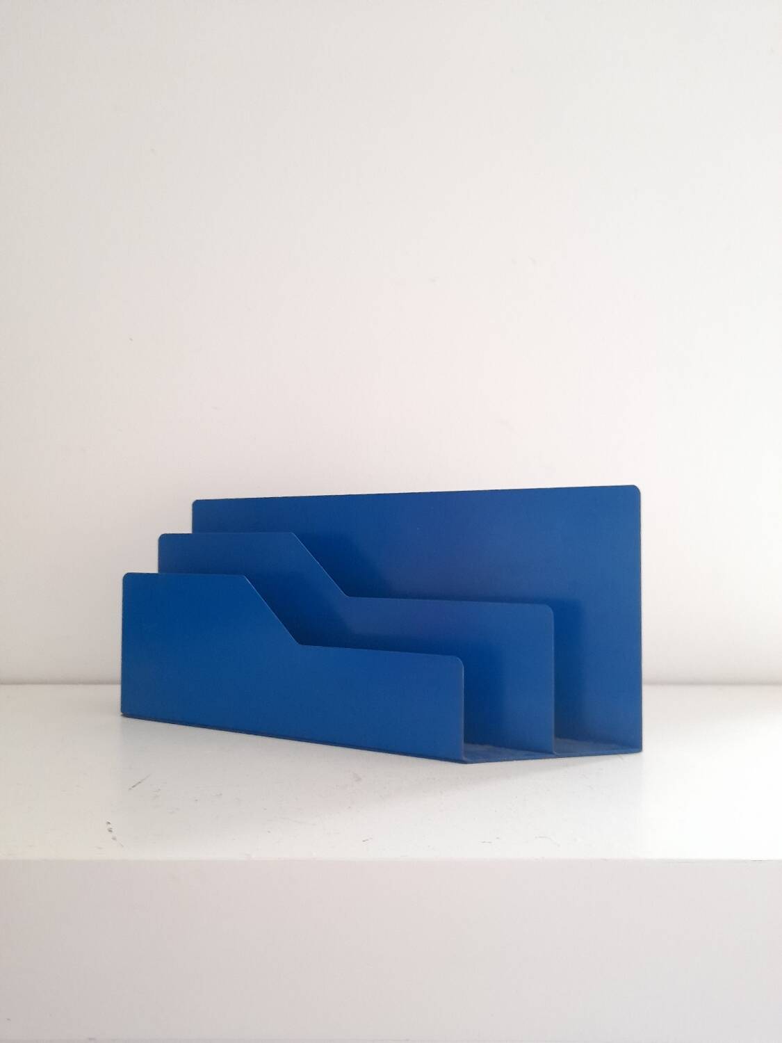 Blue metal mail holder from the 70s