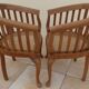 2 Colonial armchairs in natural solid wood with cane seats