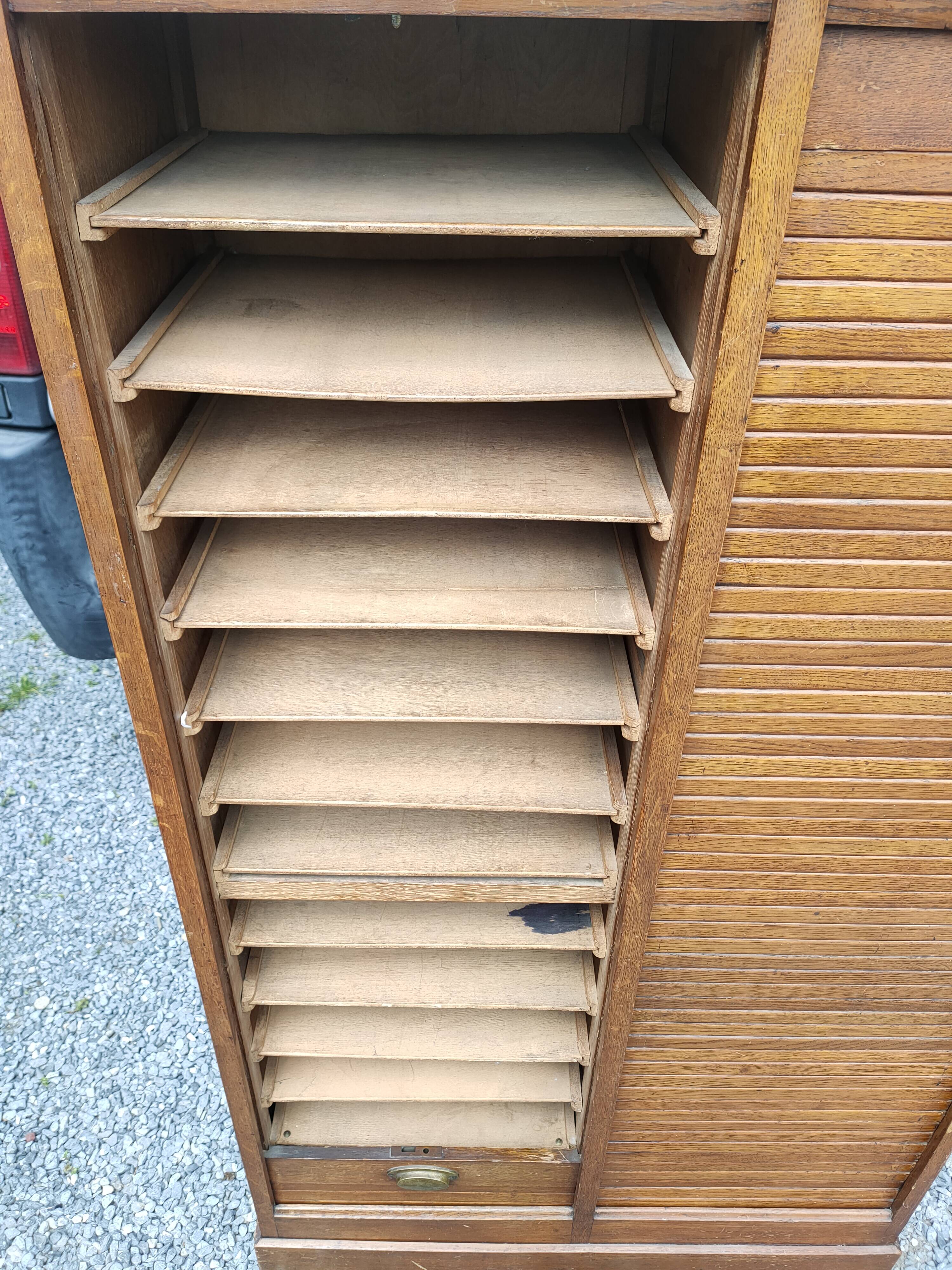 50s double curtain filing cabinet