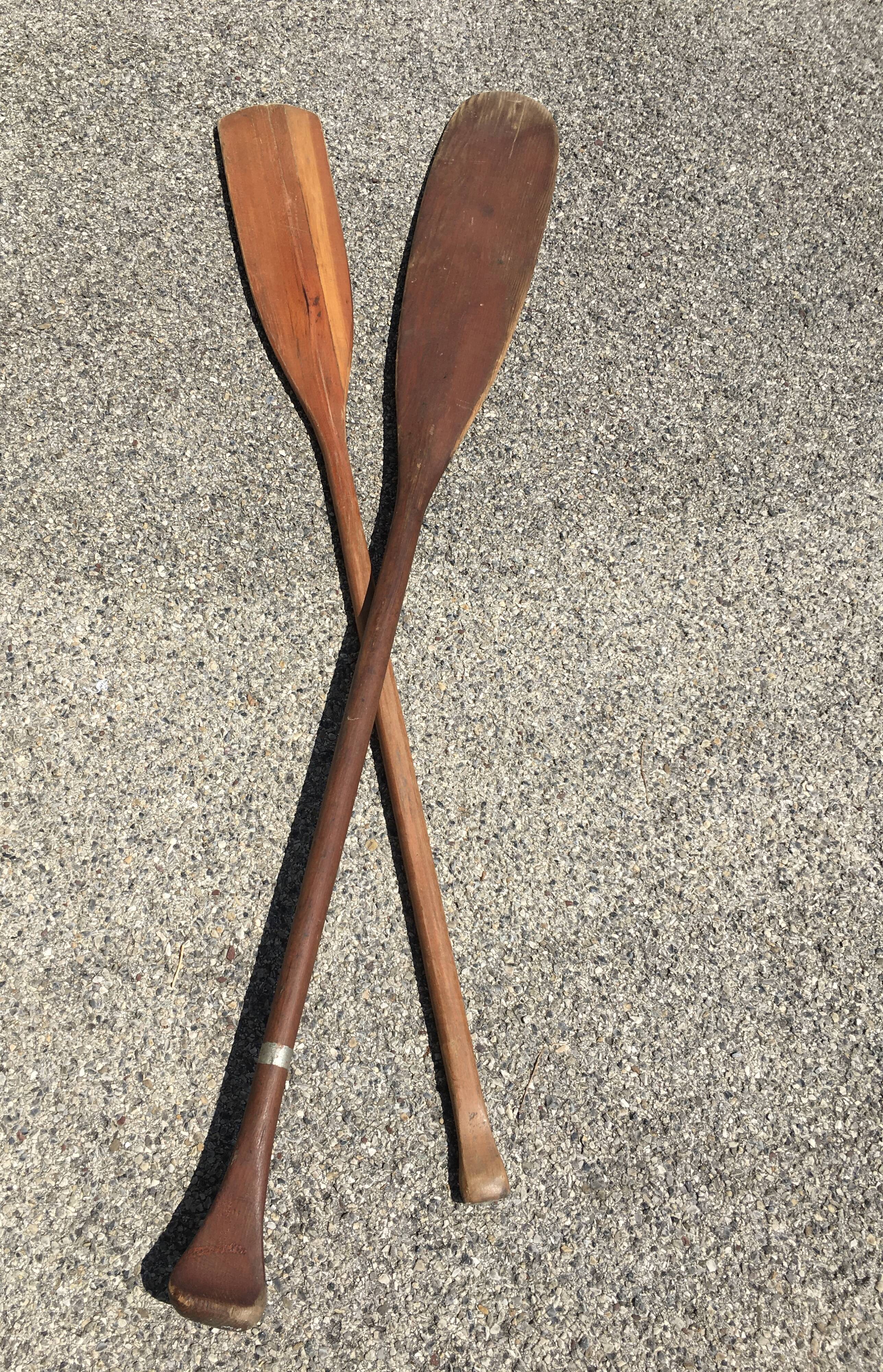 Pair of vintage wooden oars