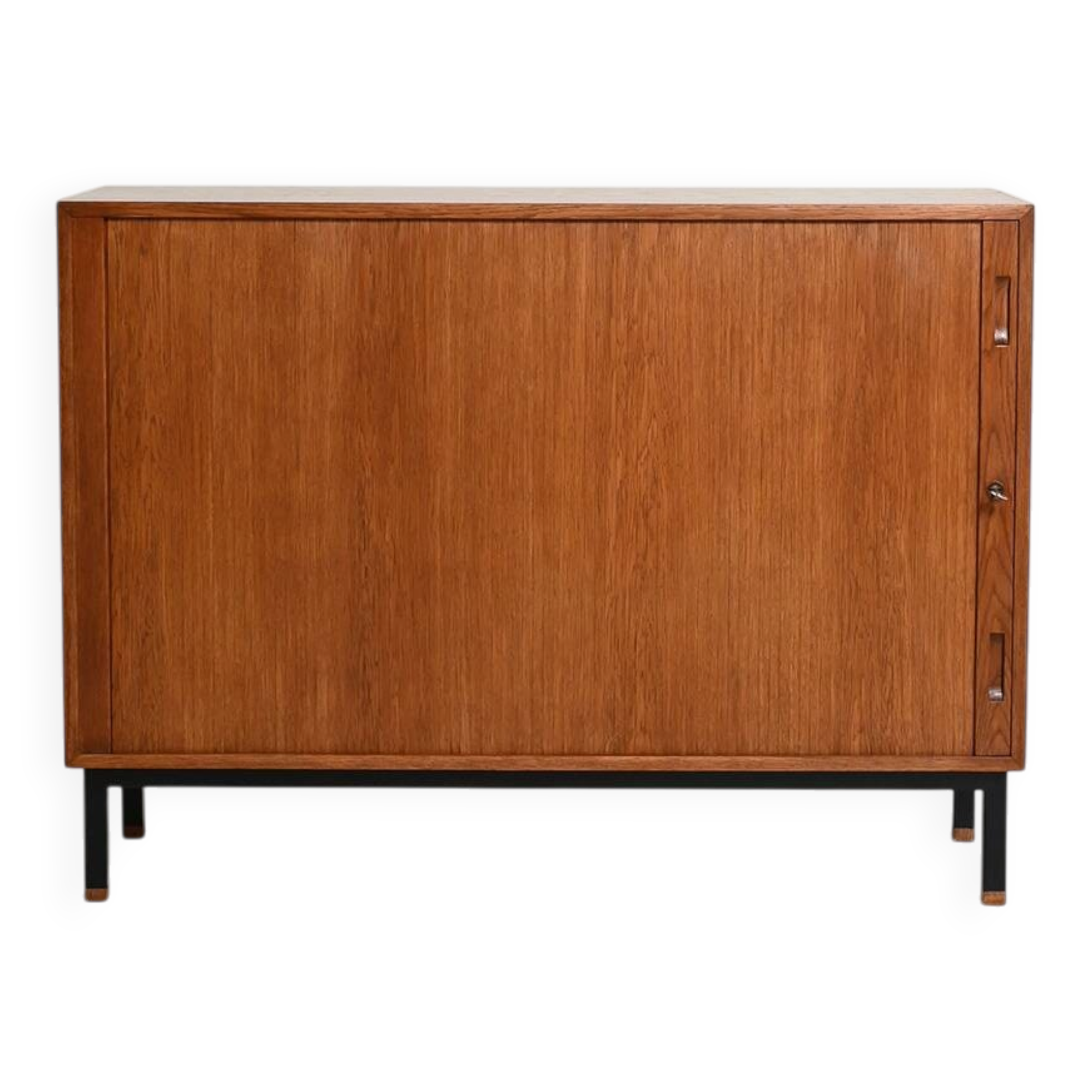 Scandinavian oak cabinet with tambour door, 1960s