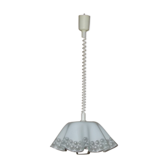 Vintage Glass hanging Lamp - White Plexiglas with stretch cord