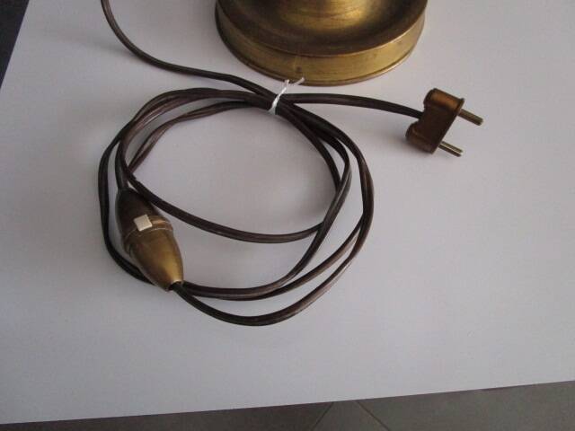 Antique brass and glass paste tulip lamp
