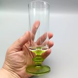 6 vintage champagne flutes with textured apple green base vemam italy