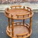 Desserte vintage rond en bois massif chariot à bar