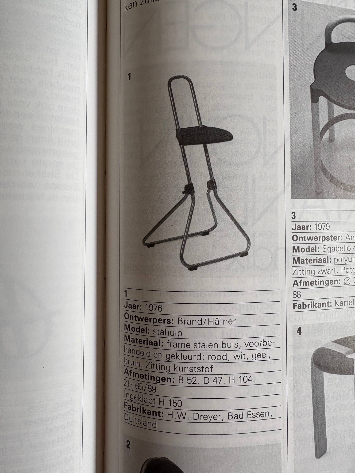 Tabouret ajustable par Brand/Häfner, Bad Essen, Allemagne années 1980