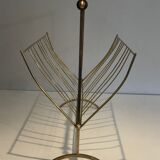 Folding magazine holders in brass and wood, around 1960