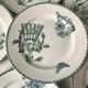 Set of 6 flat plates terre de fer saint-amand model "cartels" xixth