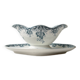 Vintage gravy boat Terre de fer French floral pattern