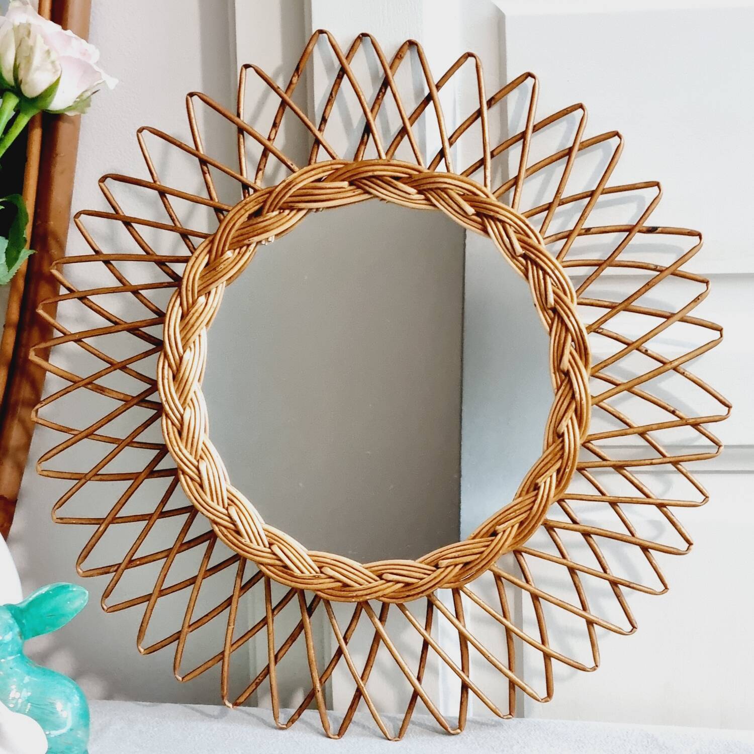 Rattan sun mirror