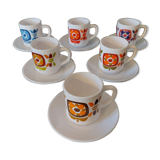 Set of 6 mini mobile cups with vintage undercups