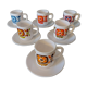 Set of 6 mini mobile cups with vintage undercups