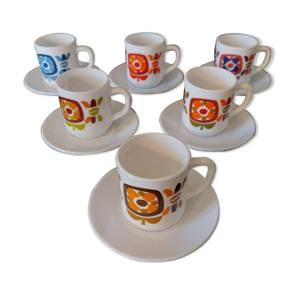 Set of 6 mini mobile cups with vintage undercups