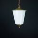 Lanterne suspendue Mid-Century en laiton et verre de Murano lattimo, Italie, années 1950