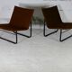 Paire de chauffeuses Kebe Danemark circa 1975 acier et toile "chocolat"