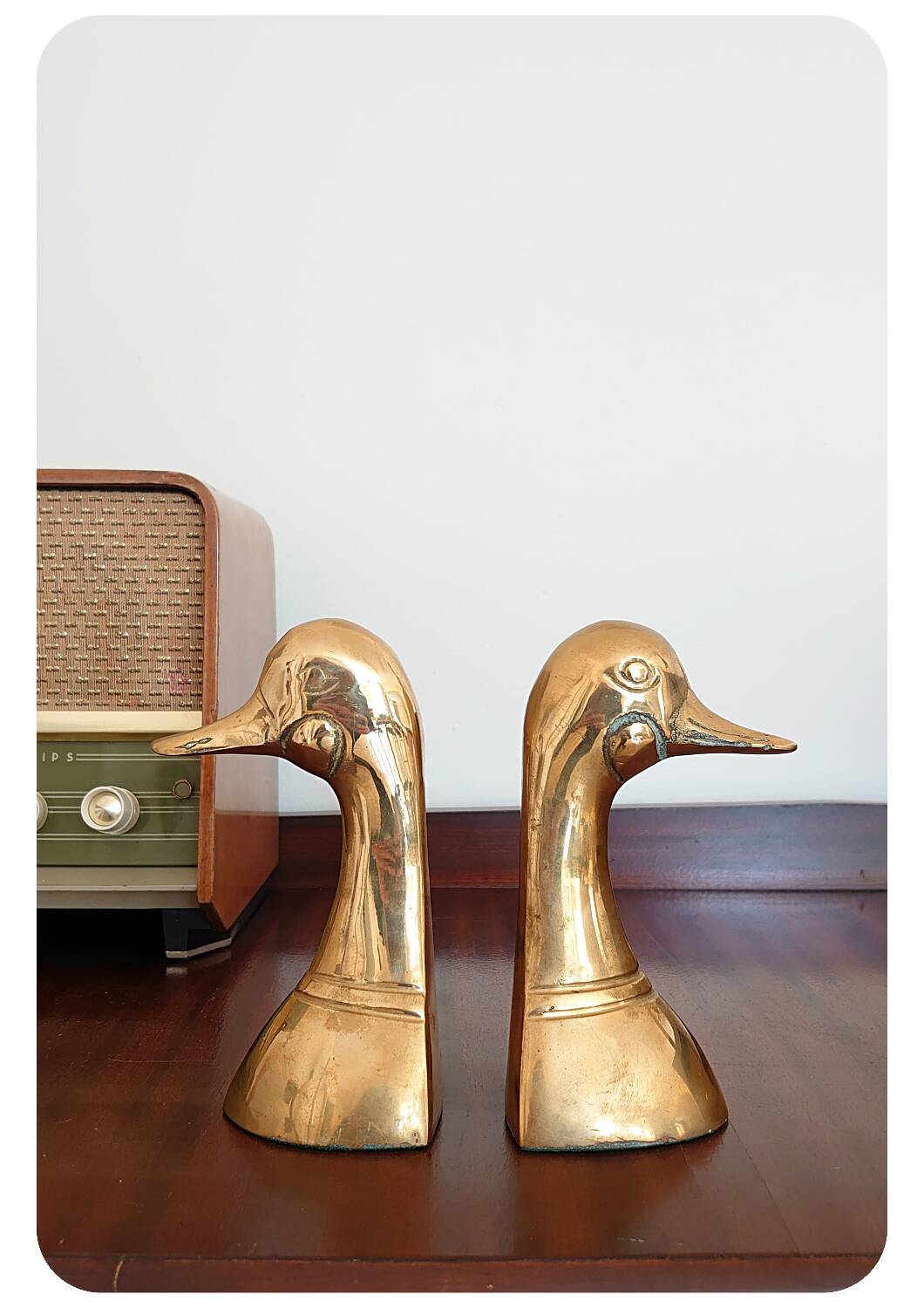 Serre-livres vintage en laiton tête de canard