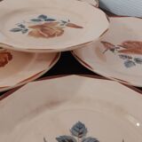 Set of 8 old flat plates Digoin Sarreguemines 9181 Pink pattern