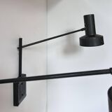 Pair of vintage adjustable wall lights, matte black metal, France 1960s