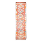 Orange & Green Turkish Vintage Runner Rug, 86x319Cm