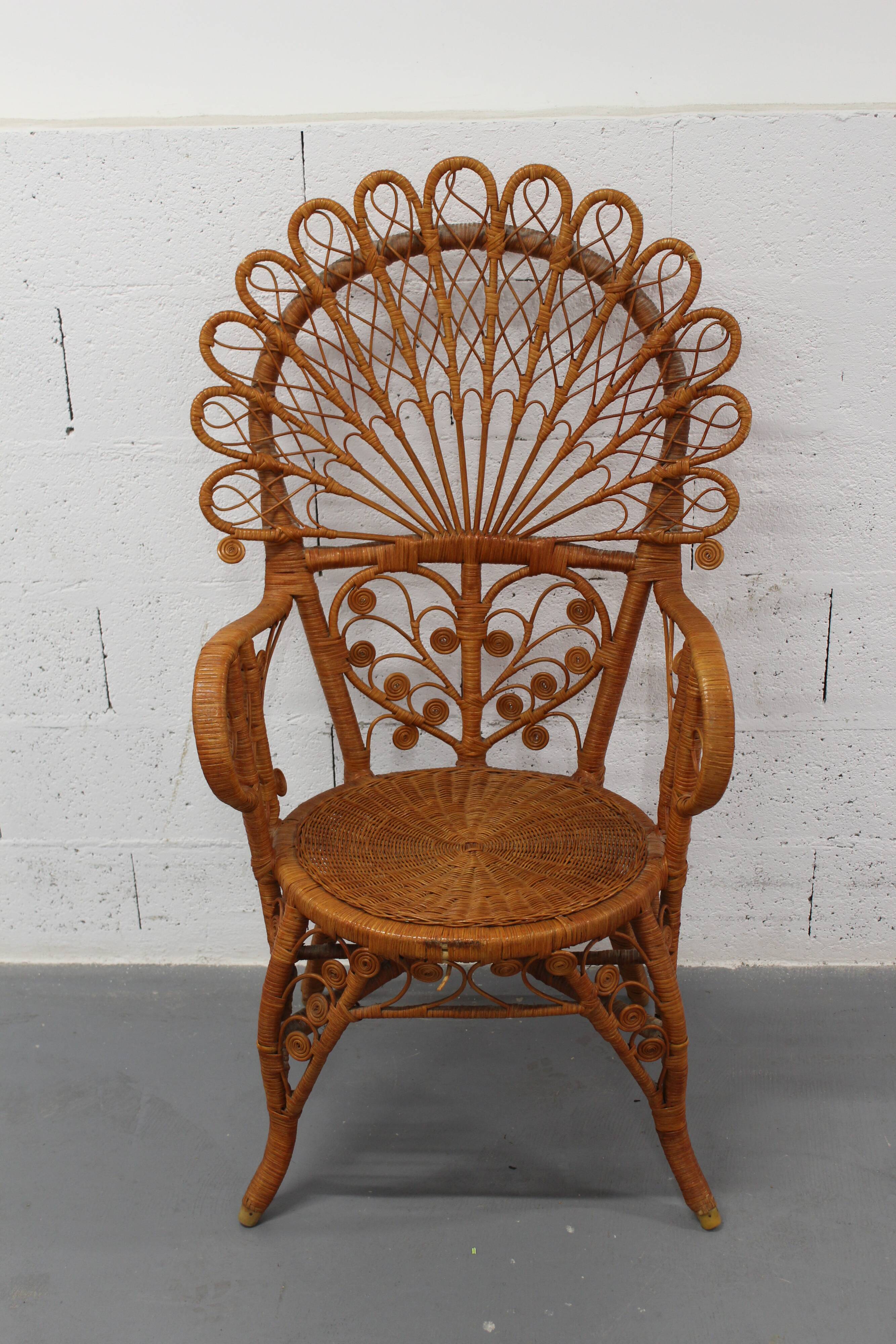 Emmanuelle peacock rattan armchair