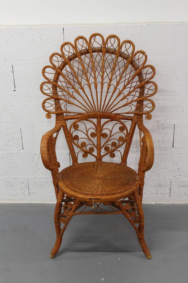 Fauteuil peacock Emmanuelle en rotin