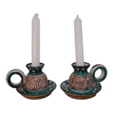 2 Handheld candlesticks design ceramic Robert Picault