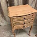 Pair of Louis XV style bedside tables with raw wood appearance