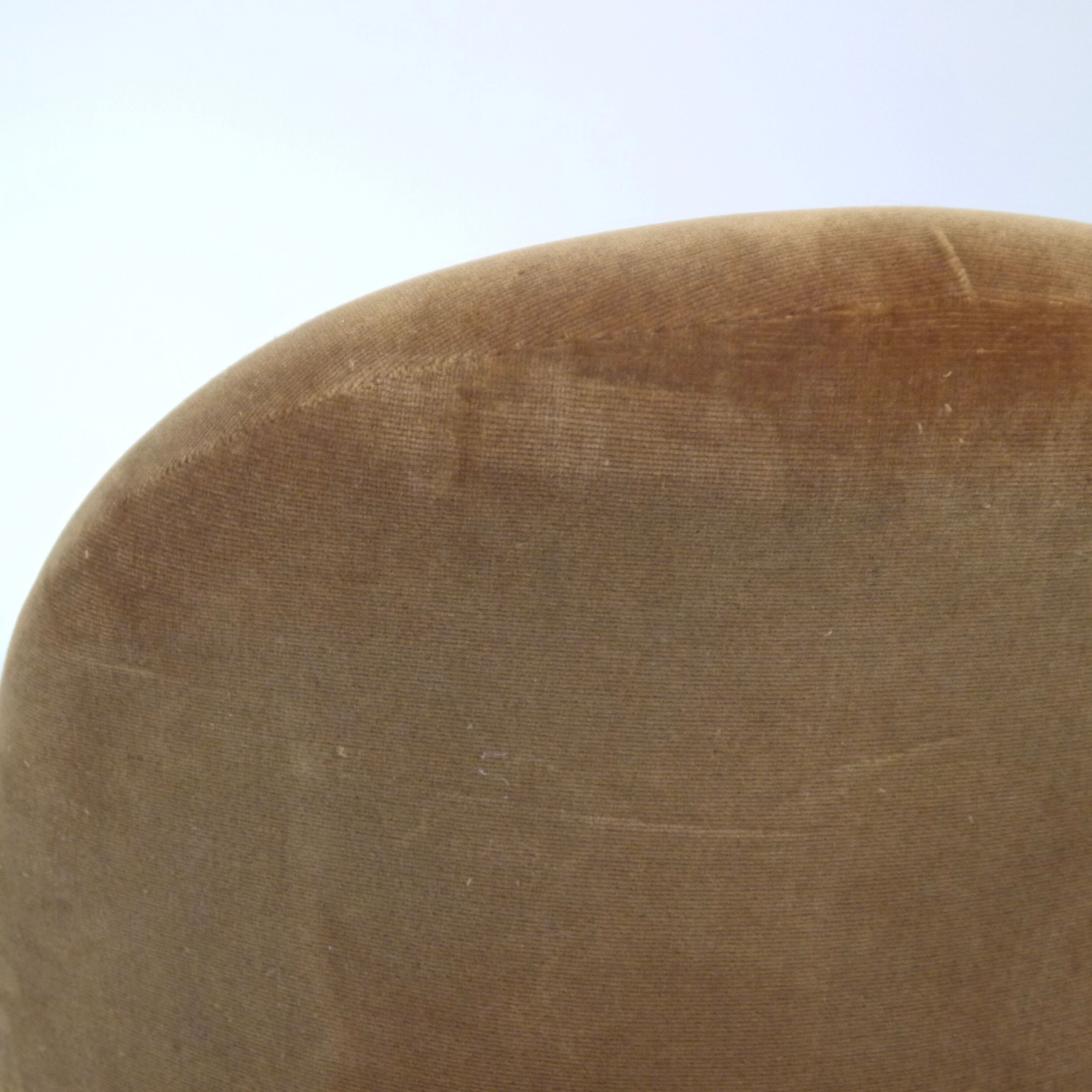 Yellow velvet padded toad armchair