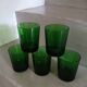 5 verres à eau anciens verts