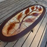 Wood ceramic and metal coffee table by Dan Vallauris 1960