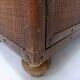 Vintage rattan and leather sideboard - 2 doors - ball feet chest